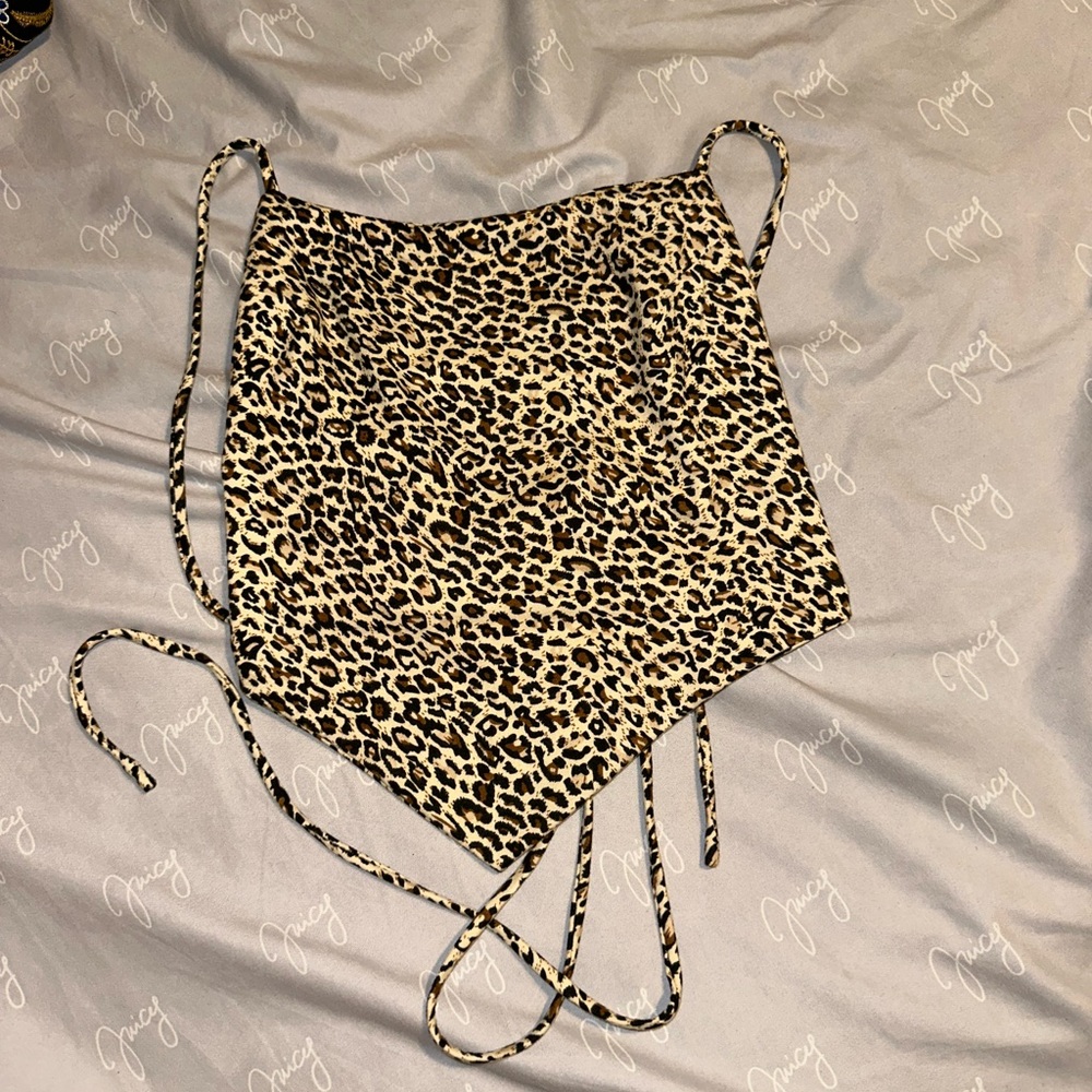 Cheetah crop top crisscross back